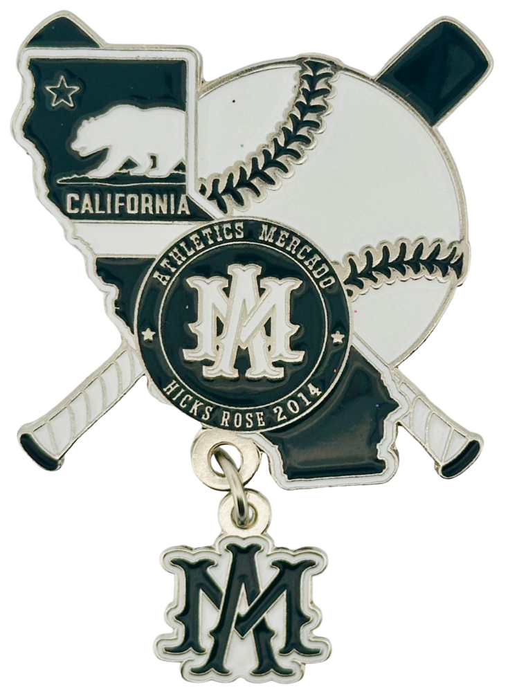2025 California Athletics Baseball Enamel Custom Ball Pin with Dangler