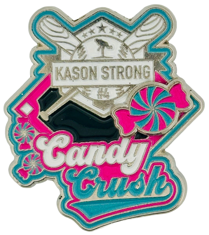 2025 Candy Crush Neon Baseball Enamel Pin With Spinner