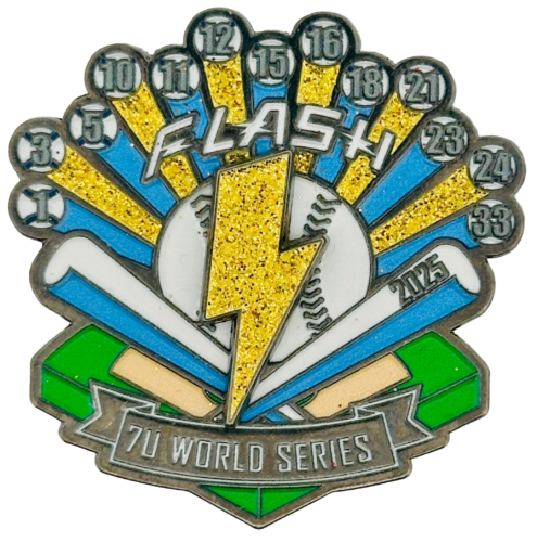 2025 Flash World Series Lightning Bolt Baseball Enamel Custom Ball PIn With Spinner