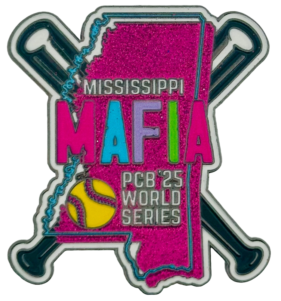 2025 Mississippi Softball World Series Custom Ball Enamel Pin with Glitter