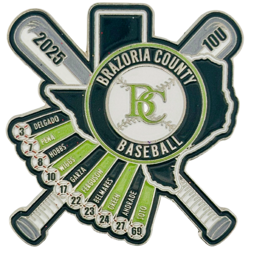2025 Texas Baseball Brazoria County Custom Soft Enamel Pin