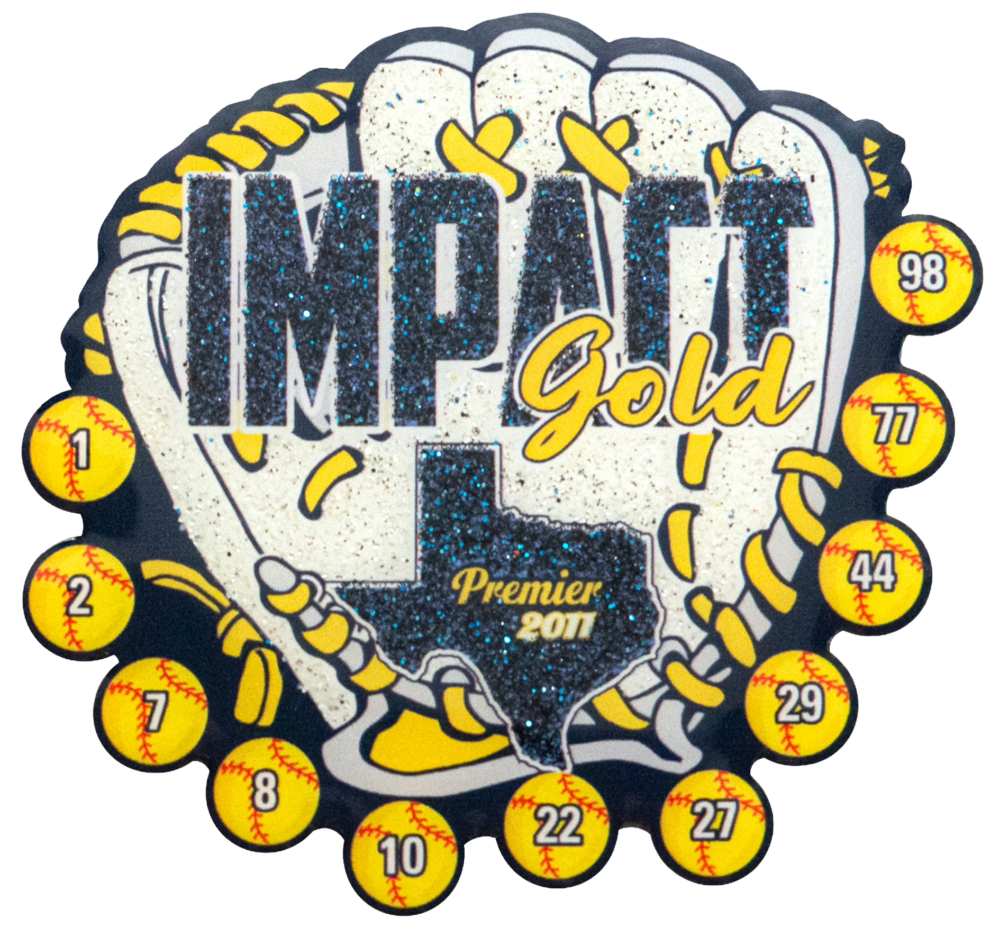 Softball Custom Printed Pin with Glitter