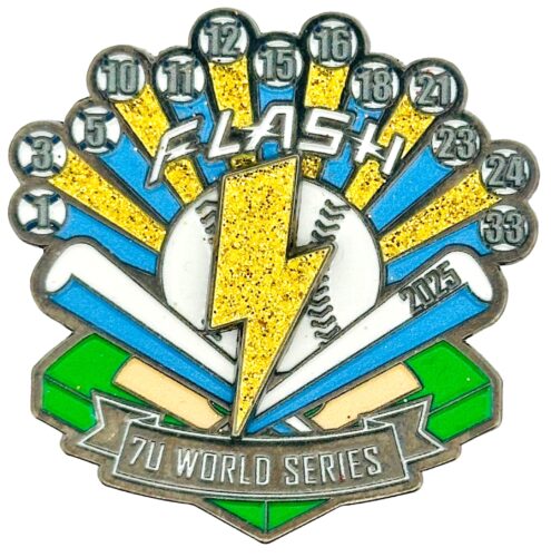 Custom Ball Pins like Flash World Series Lightning Bolt Baseball Enamel PIn With Spinner