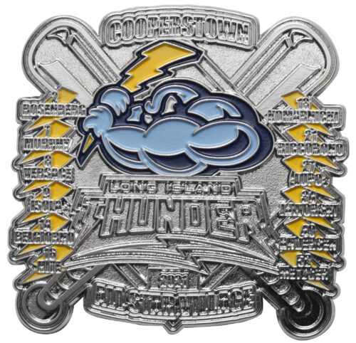 Custom Pin Options like Long Island Thunder NY LE with Diecut
