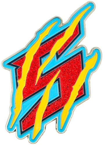 Custom Pin Options like S Claw Marks School Mascot Baseball Enamel Pin with Glitter