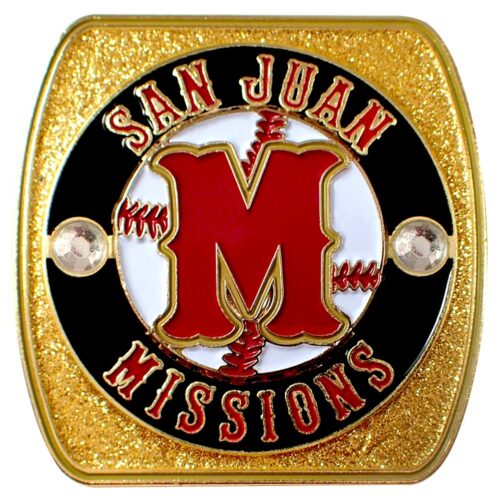 Custom Pin Options like San Juan Missions 12U Ring with Glitter and Gemstones